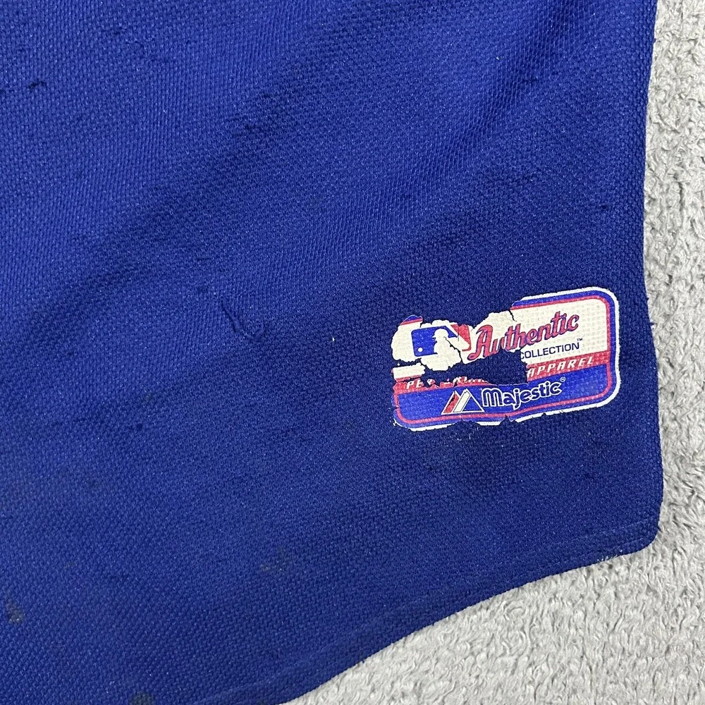 Vintage MAJESTIC LOS ANGELES DODGERS BLUE BASEBALL JERSEY 2XL BUTTON UP #3621